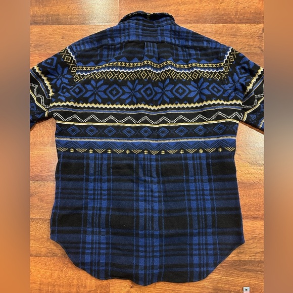 Polo Ralph Lauren Mens Heavy Blanket Shirt Blue Plaid Snowflake Button Up Medium - Picture 6 of 6